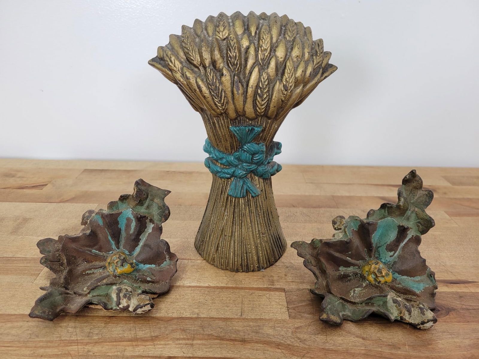 Antique Cast Iron Doorstopper & Flower Bookends (1 of 10)