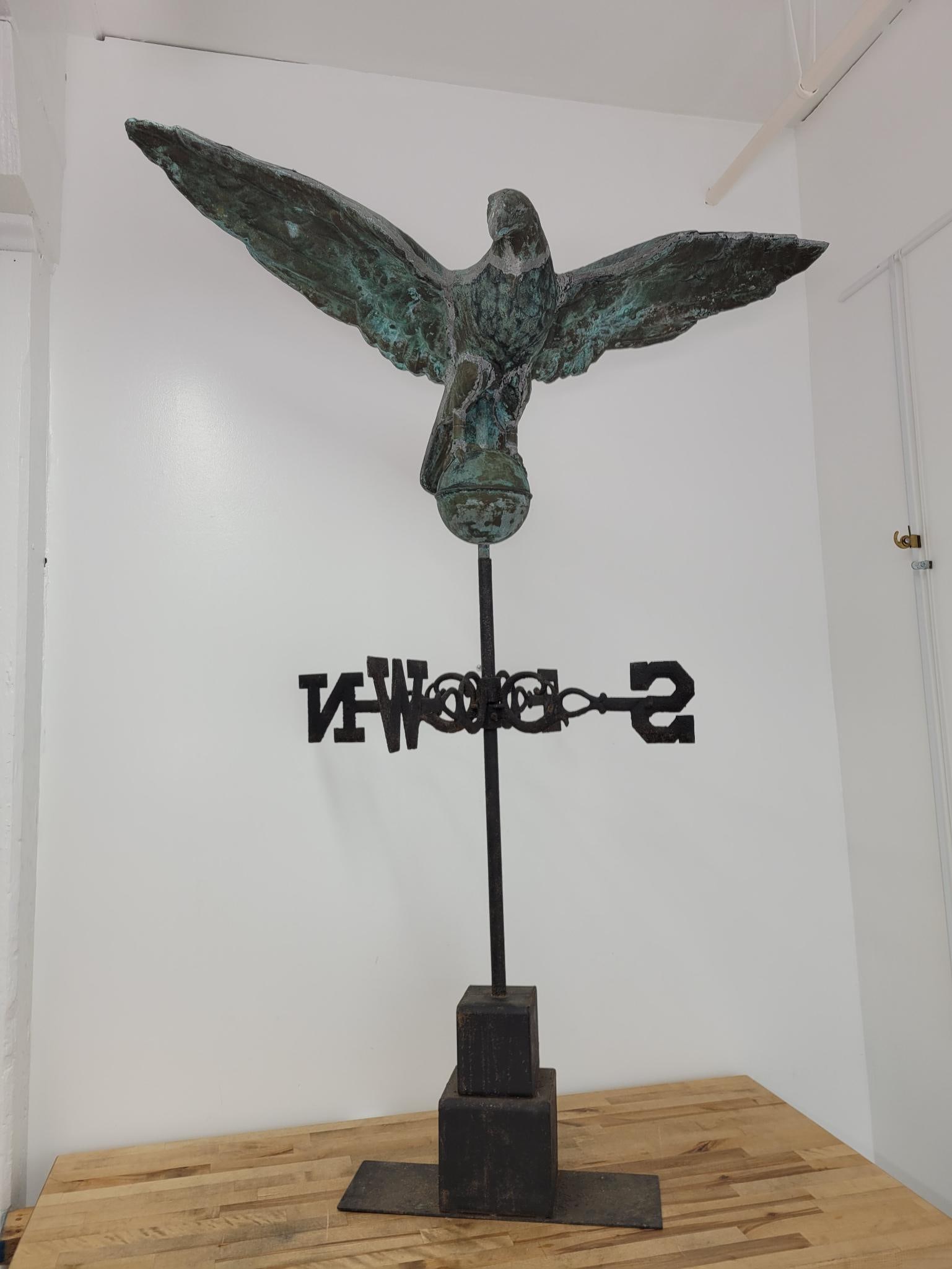 Antique Eagle Weathervane Verdigris Patinaed Copper - 43" Wing Span (1 of 20)