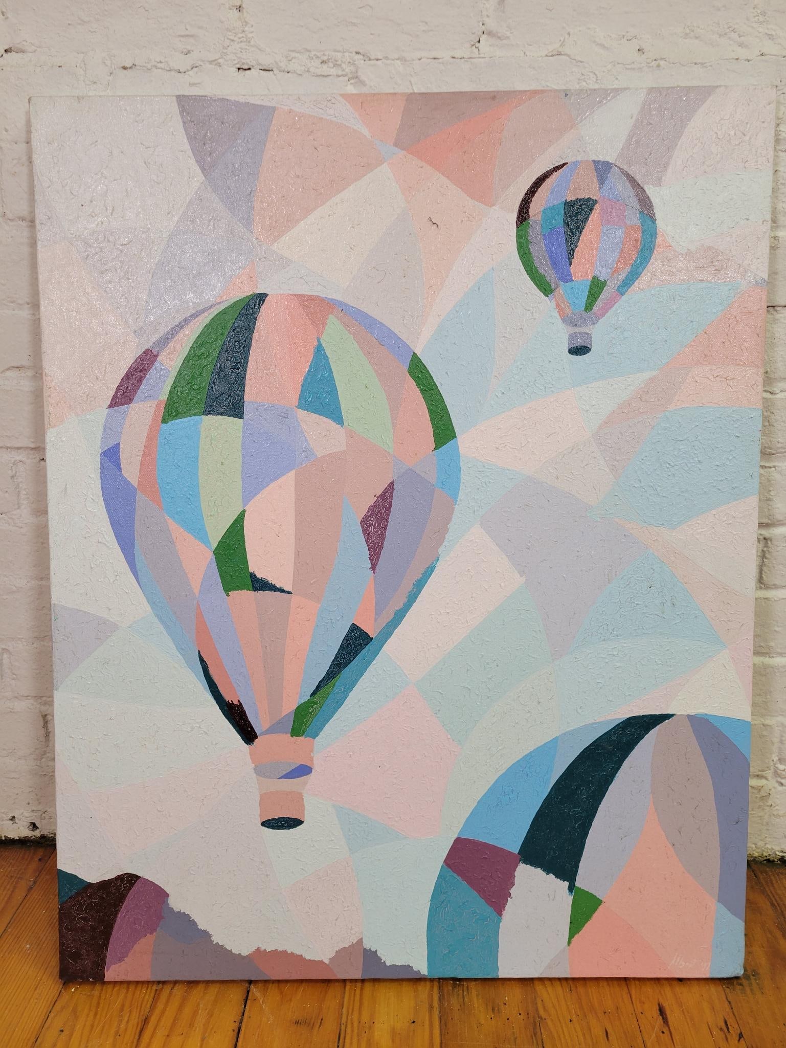 Contemporary Abstract Painting on Canvas of Hot Air Balloons (1 of 4)