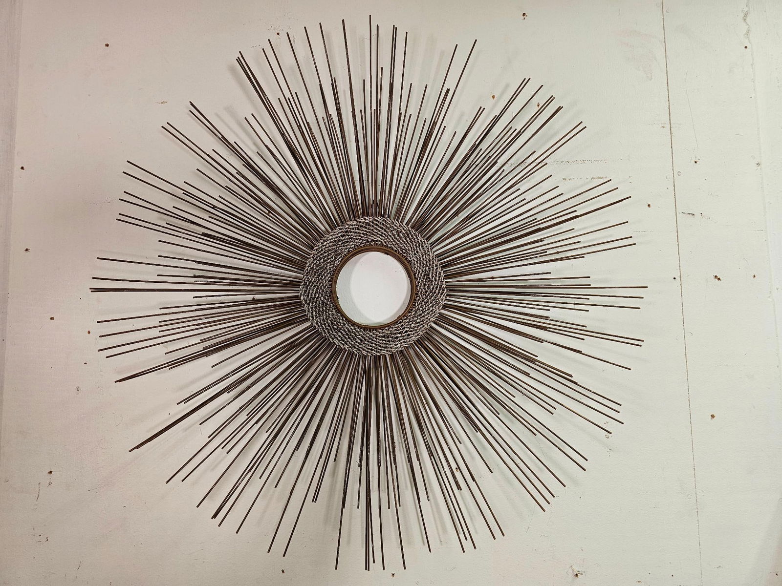 Mid Century Modern Brutalist Wire Frame Sunburst Wall Art (1 of 5)