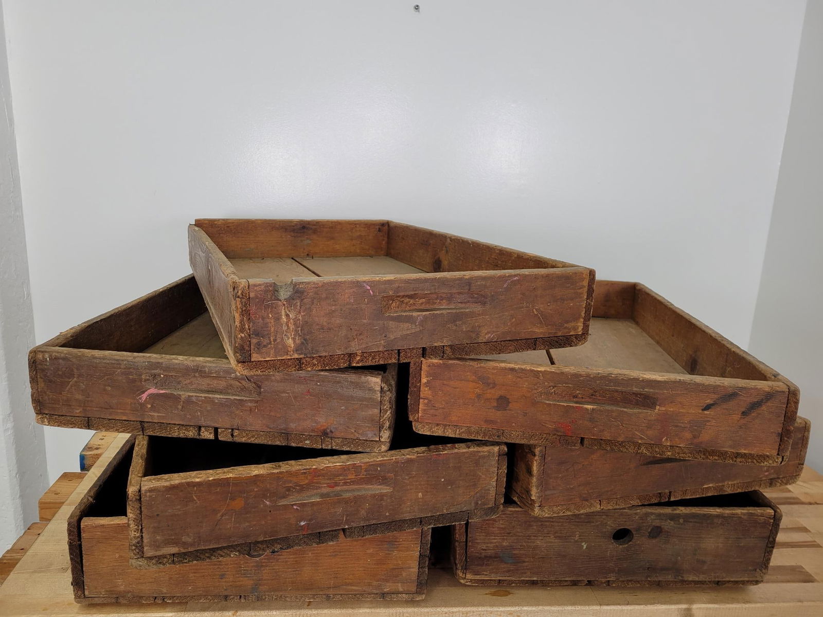 Antique Wooden Warehouse Crates - 7pc (1 of 8)