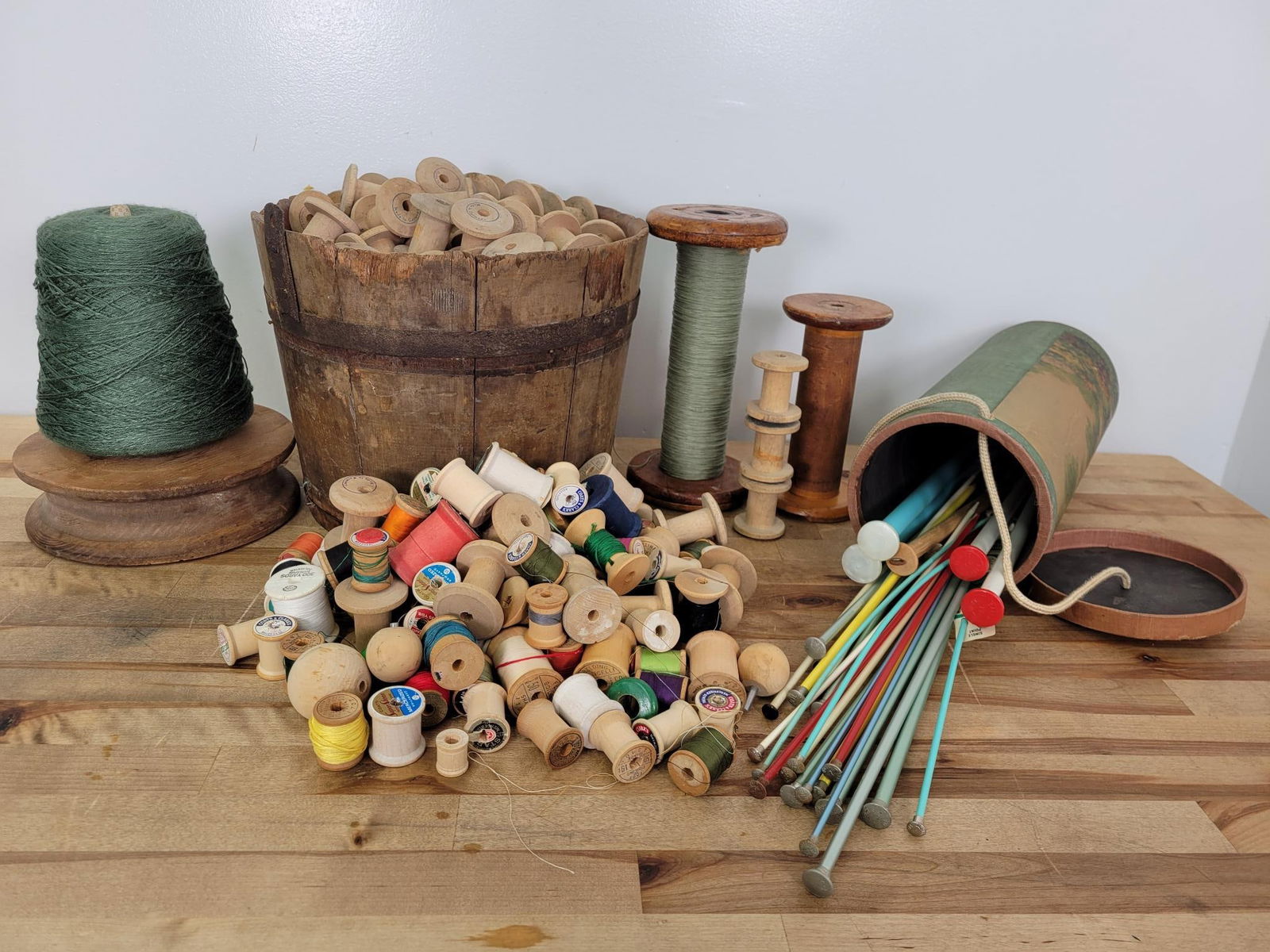 Large Lot of Assorted Sewing Bobbins & More (1 of 9)