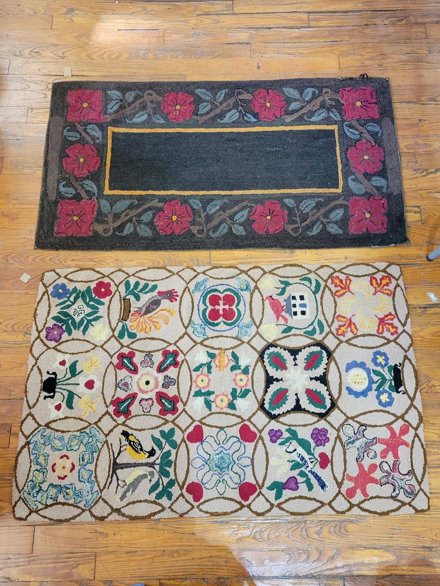 Pair of Antique Hooked Rugs - Estate Found (1 of 9)