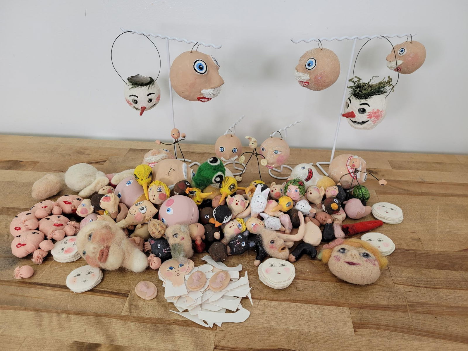 Lot of Unique Vintage Crafted Figural Heads & Figures (1 of 15)