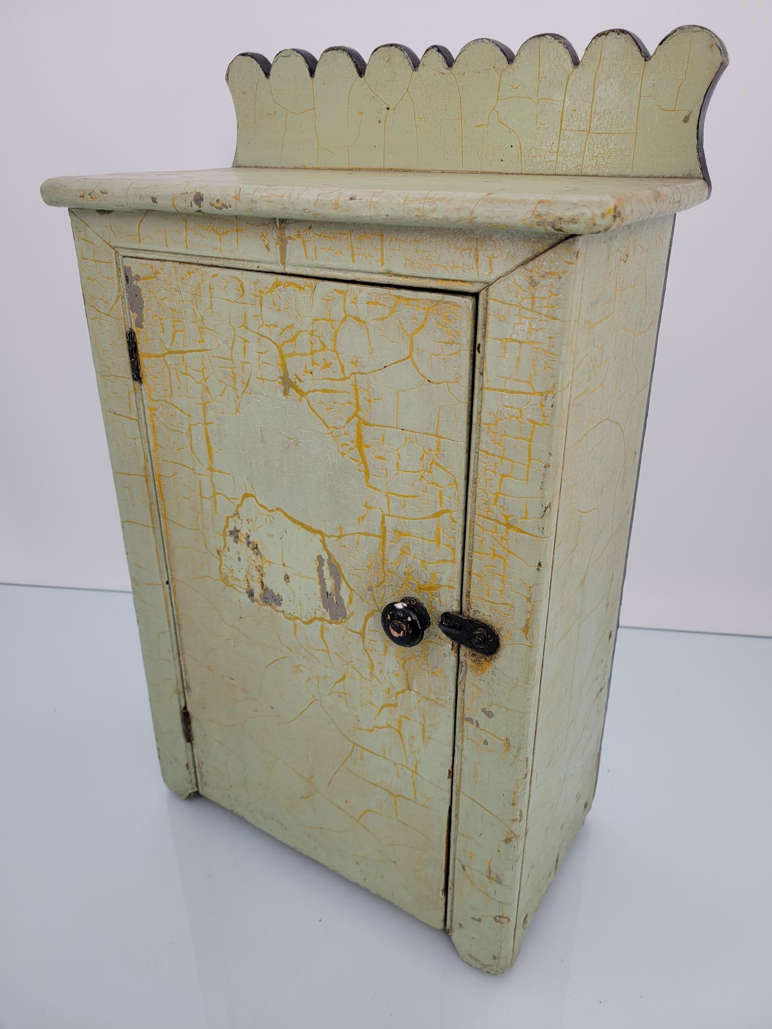 Antique Miniature Painted Early American Cupboard Cabinet (1 of 11)