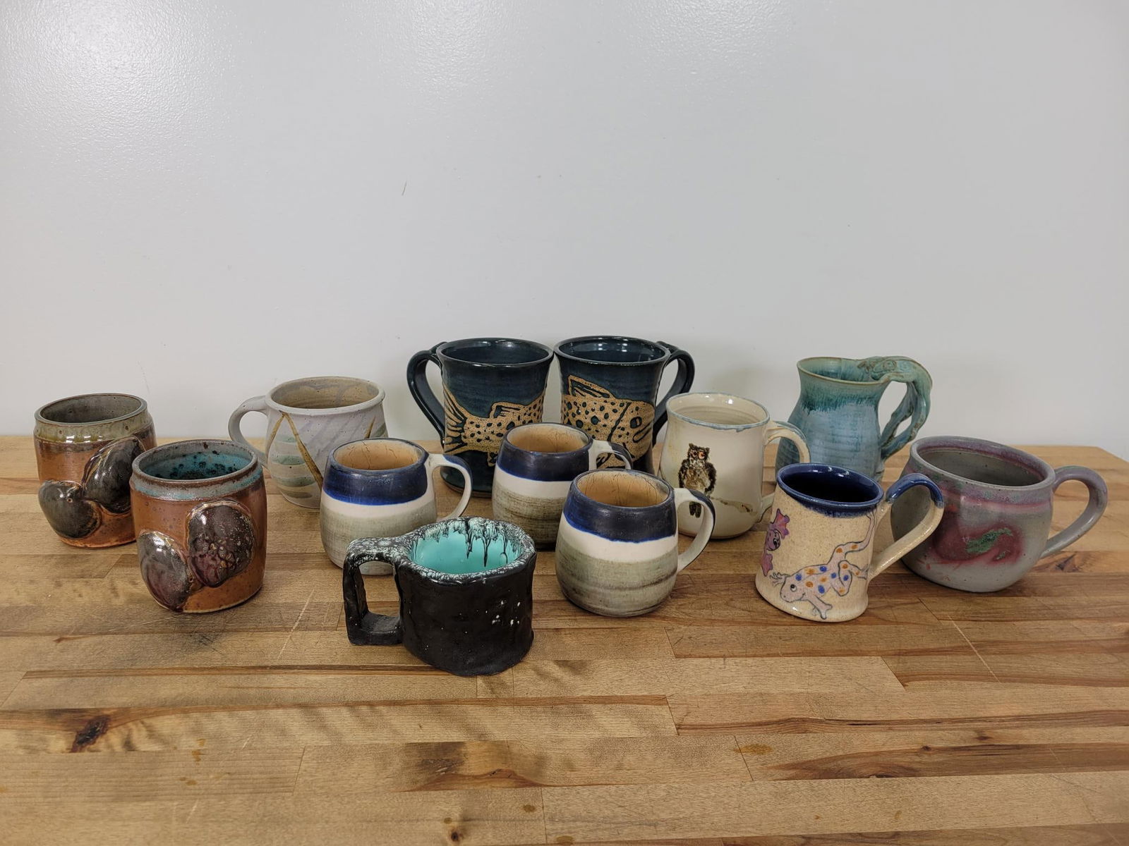Assortment of 13 Studio Art Pottery Mugs (1 of 20)
