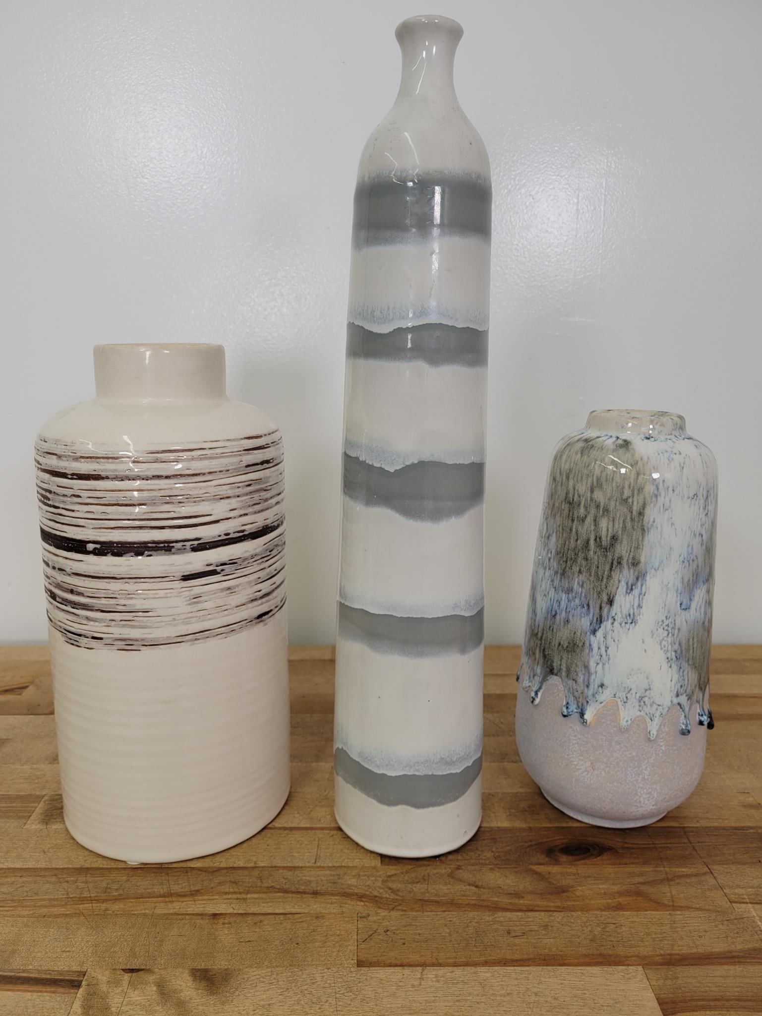3pc Lot of Modern Glazed Ceramic Vases (1 of 14)