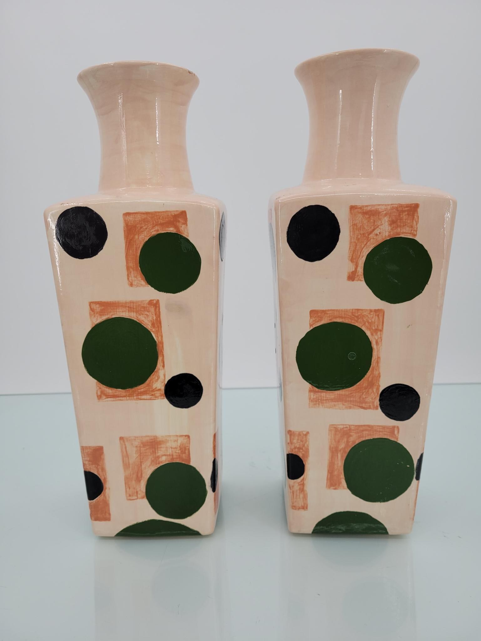 Pair of Hand Painted Italian Ceramic Vases (1 of 7)