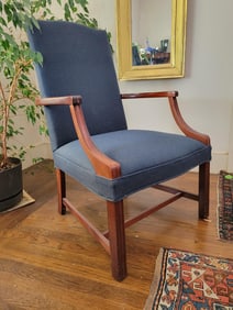 Traditional Mid-Century Upholstered High Back Armchair