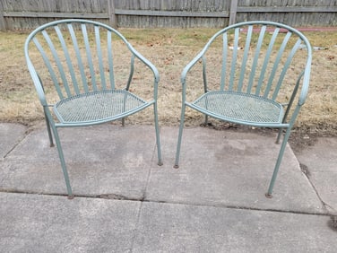 2pc Woodard Valencia Iron Outdoor Patio Chairs