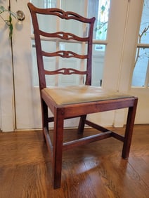 18th C. Chippendale Ladderback Walnut Side Chair