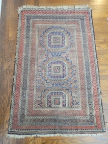 Early 20th C. Afgan / Iran Geometric Wool Baluchi Rug - 54" x 35"