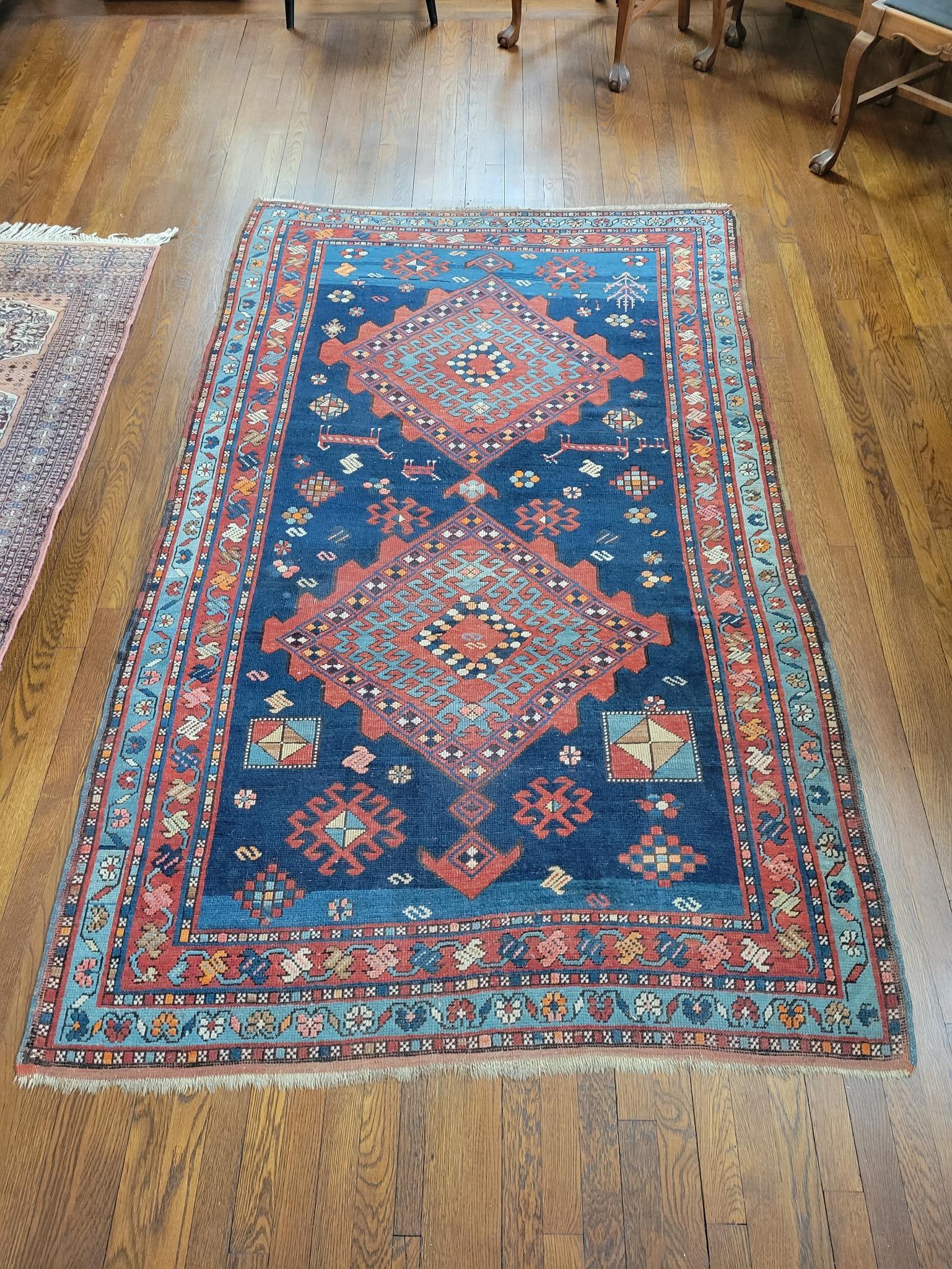 Antique Early 20th C. Armenian Karabagh Rug - 89" x 56": This lot includes a Armenian Karabagh rug from the early 20th century, with good colorations and without any notable damage or repairs. The rug has always been kept out of sun and from a ho
