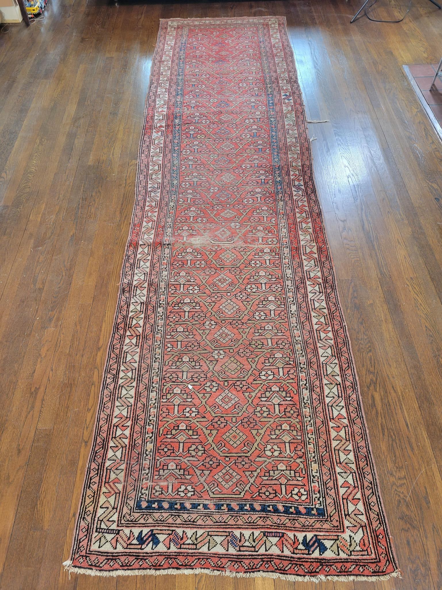 Antique Hand Woven Wool Persian Runner Ca. 1910-1930  -  150" x 40" (1 of 15)