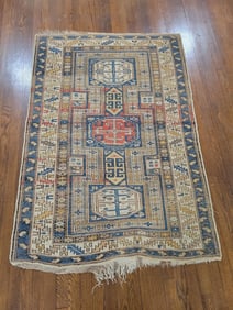 Antique Caucasian Kazak Geometric Rug - 61" x 42"
