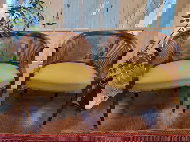 Pair of Mid-Century Cane Back Lounge Chairs