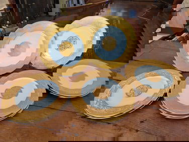 Set of 8 Heavy Gold Patterned Stouffer Bohemia Czech China Plates