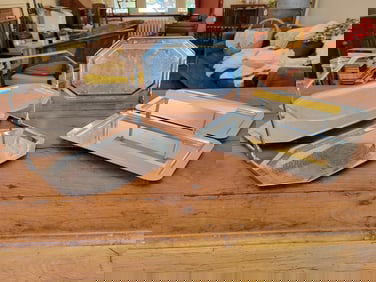 Lot of Vintage Chrome Folding 3 Tier Snack / Serving Trays