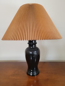 Vintage Black Glazed Ceramic Urn Table Lamp