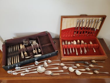 Grouping of Assorted Antique Silverplated Flatware