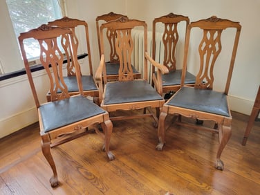 Set of 6 Antique Chippendale Style Mahogany Dining Chairs