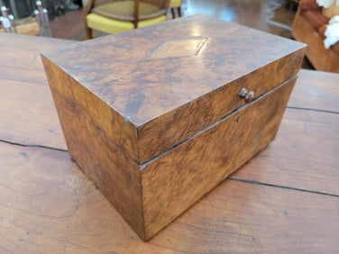 Antique 19th C. Burl Walnut Valuables Box