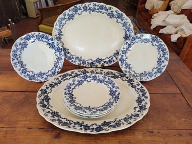 Antique Blue & White English Ironstone Transferware Serving Plates