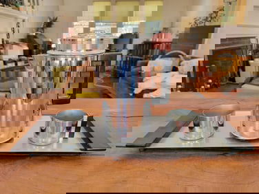 Vintage Art Deco Chrome Coffee Server Set on tray