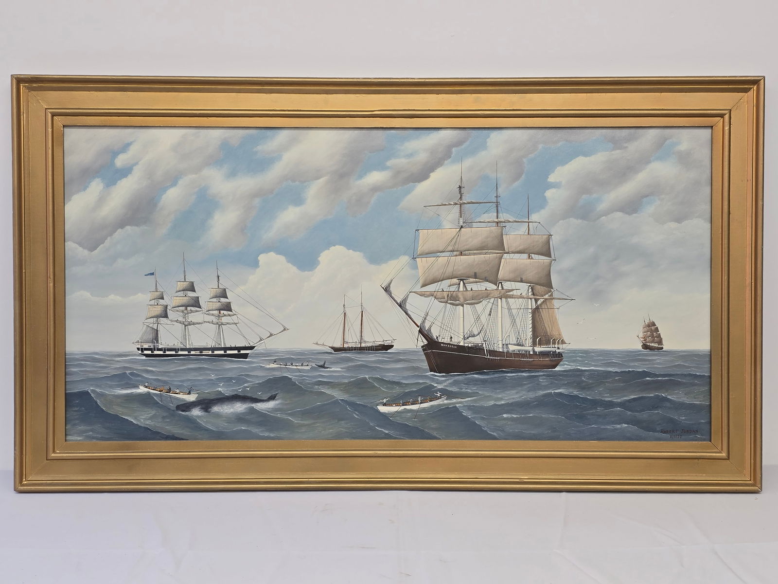 Robert Jordan (American, 20th Century) Whaling ship "Wanderer" Oil on canvas (1 of 13)
