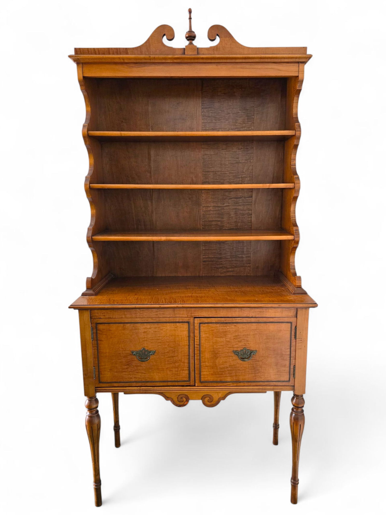 Solid Maple Step Back Queen Anne Style Hutch (1 of 13)