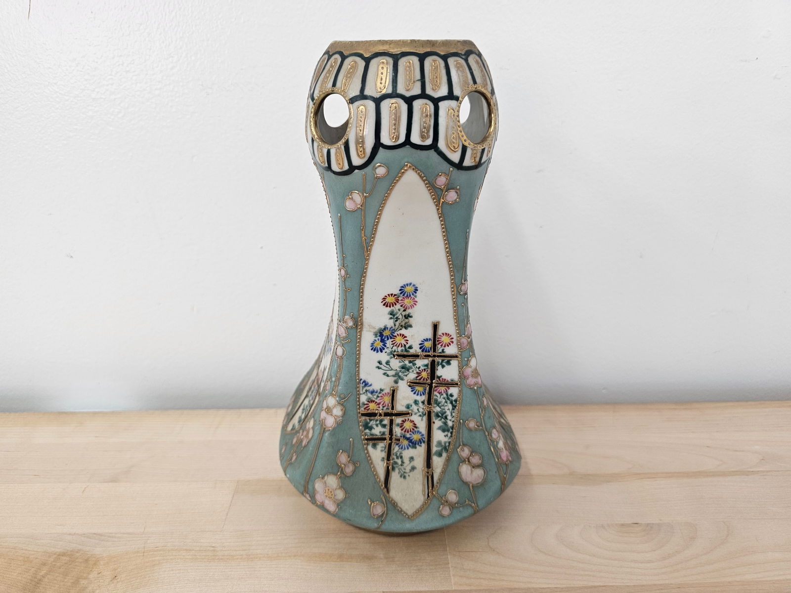 Antique Porcelain Moriage Style Nippon Era Vase - I.E. & C. Co. Japan (1 of 10)