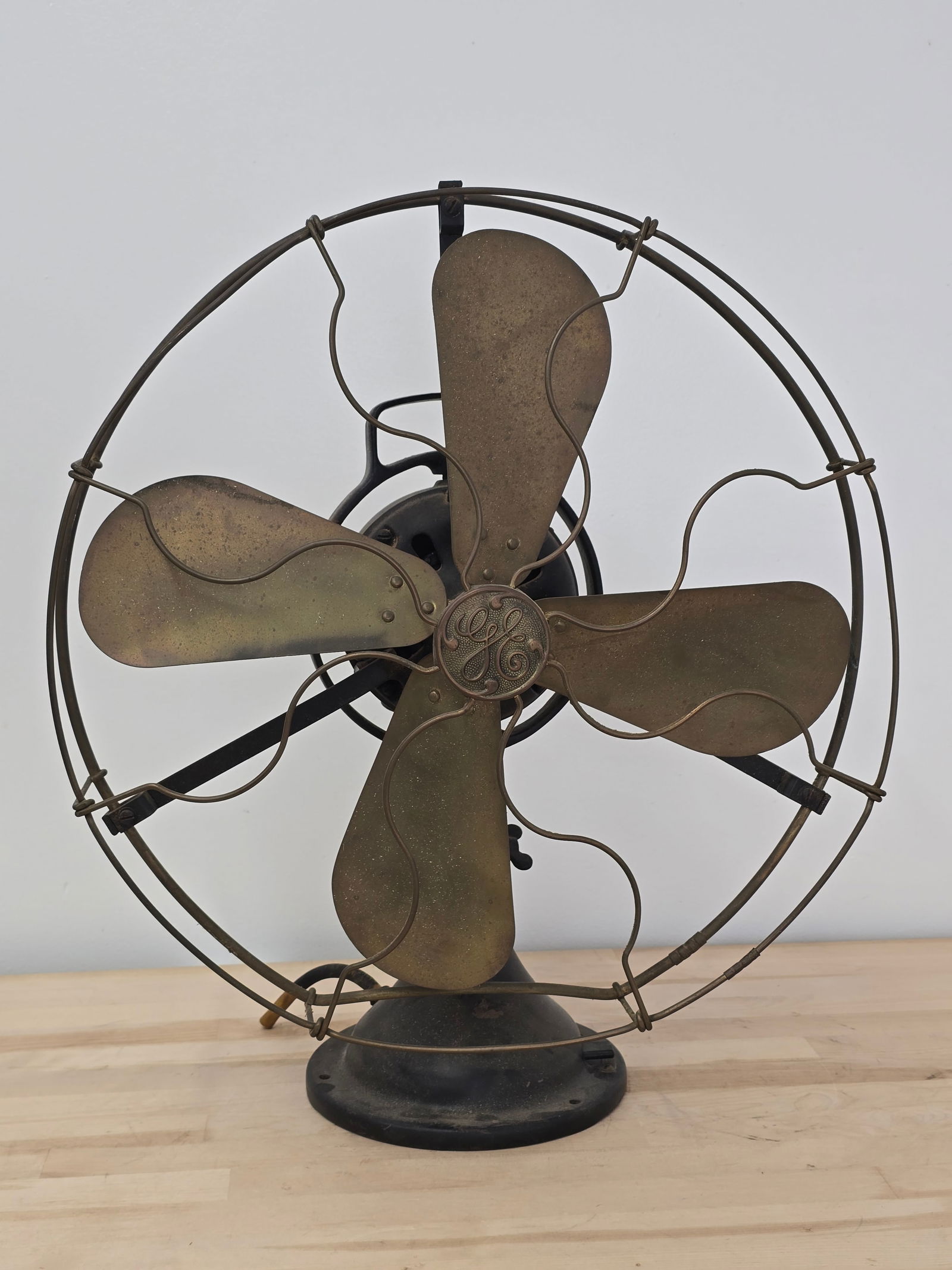 Antique 17" GE Brass Blade Skeletal 3 Speed Electric Fan (1 of 15)