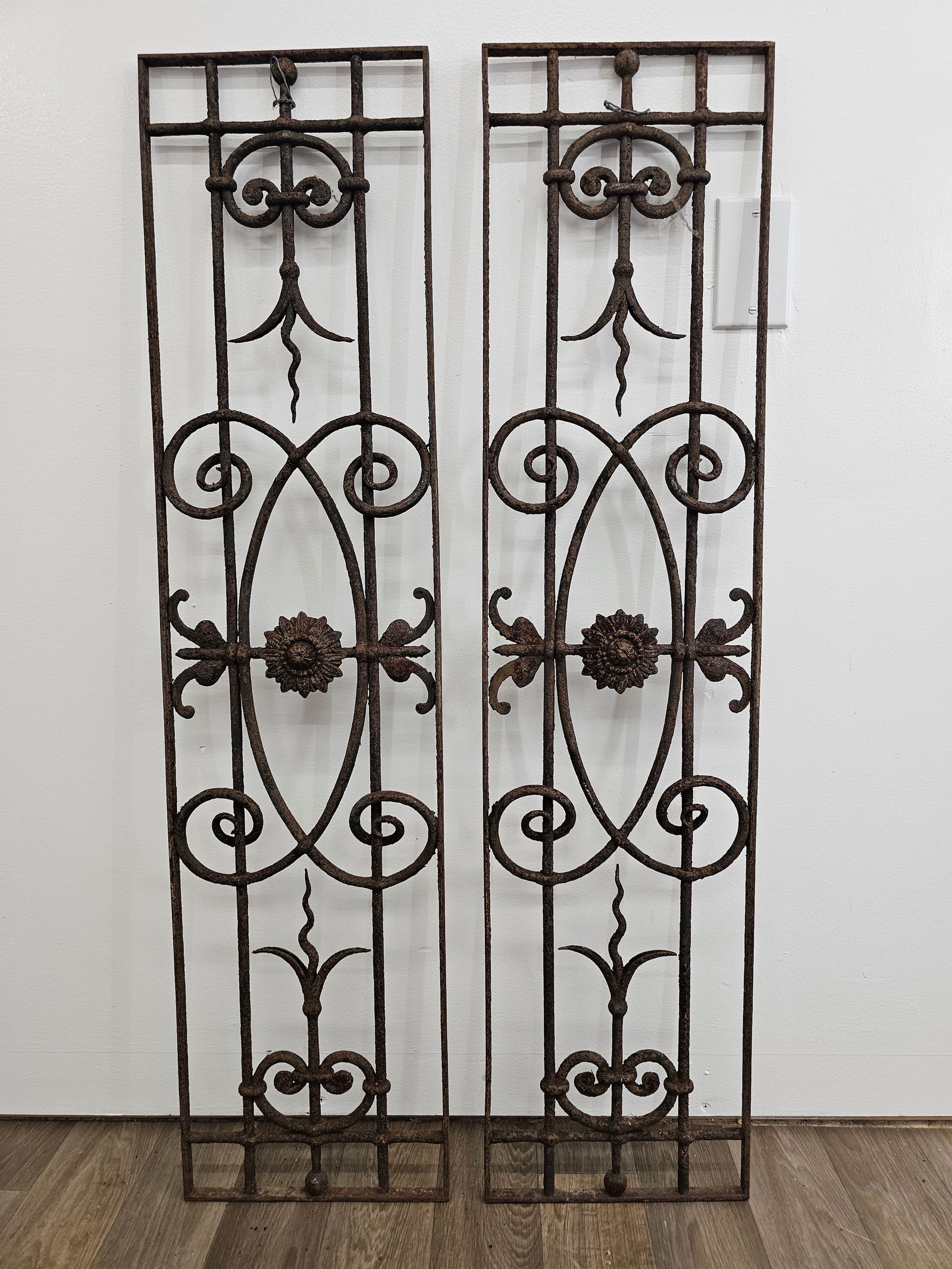 Pair of Antique Georgian Wrought Iron Fence Panels (1 of 19)