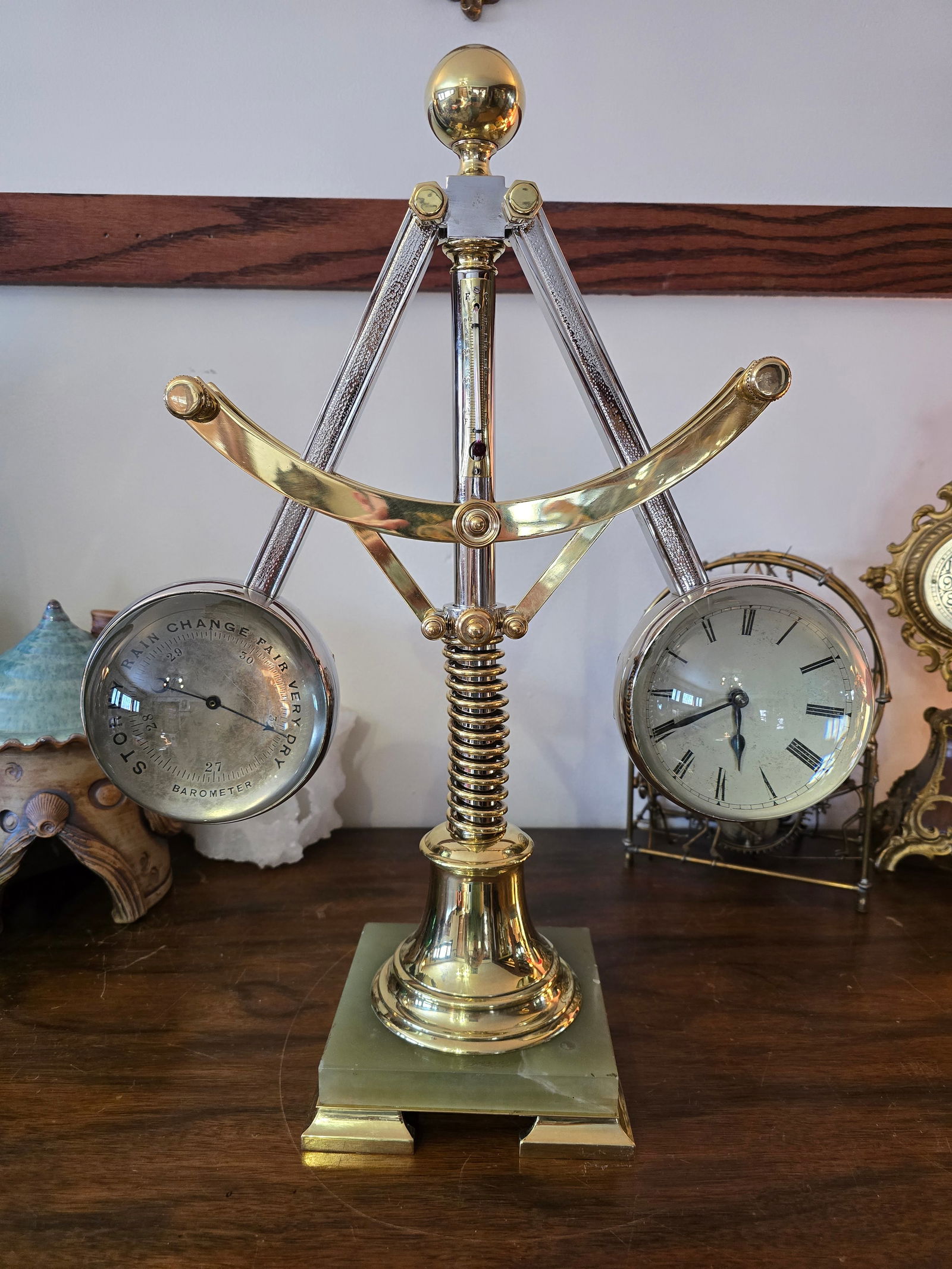 Fine 19th C. French Industrial Centrifugal Governor Clock & Barometer (1 of 20)