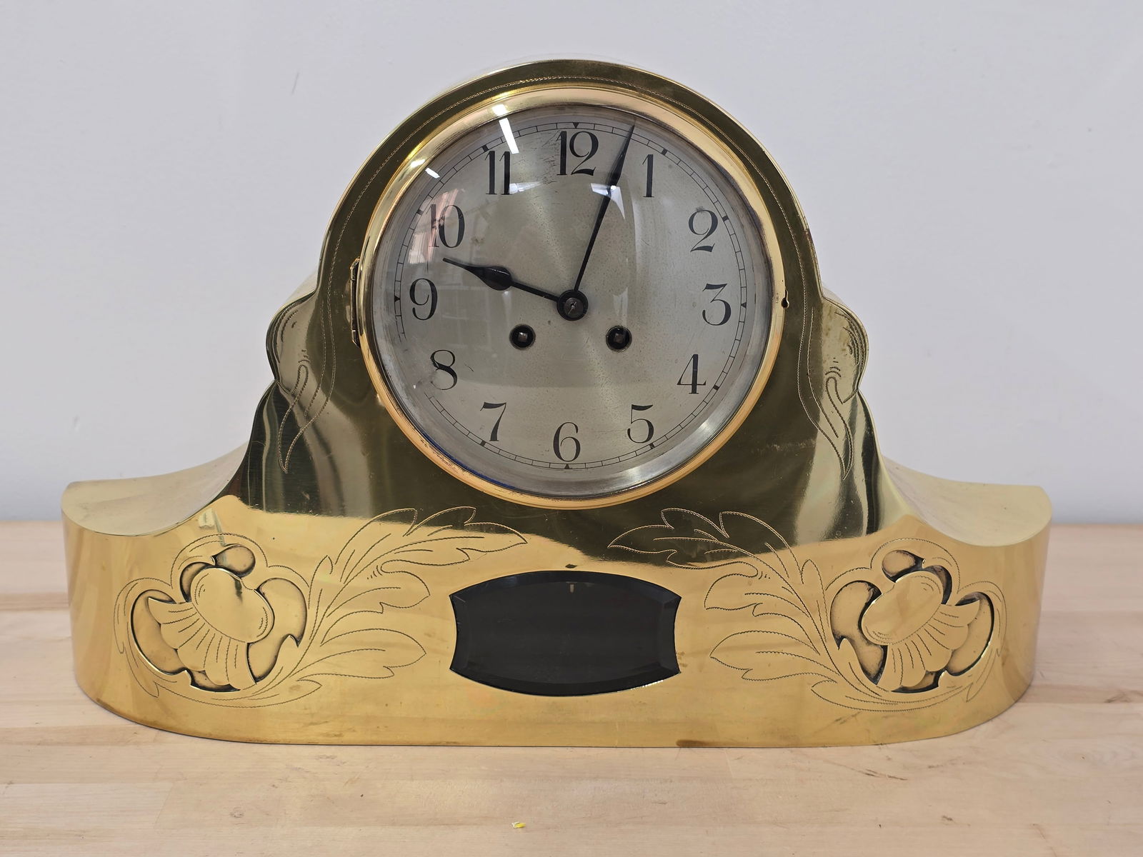 Art Nouveau Style French Polished Brass Mantle Clock - Ca. 1900 (1 of 14)