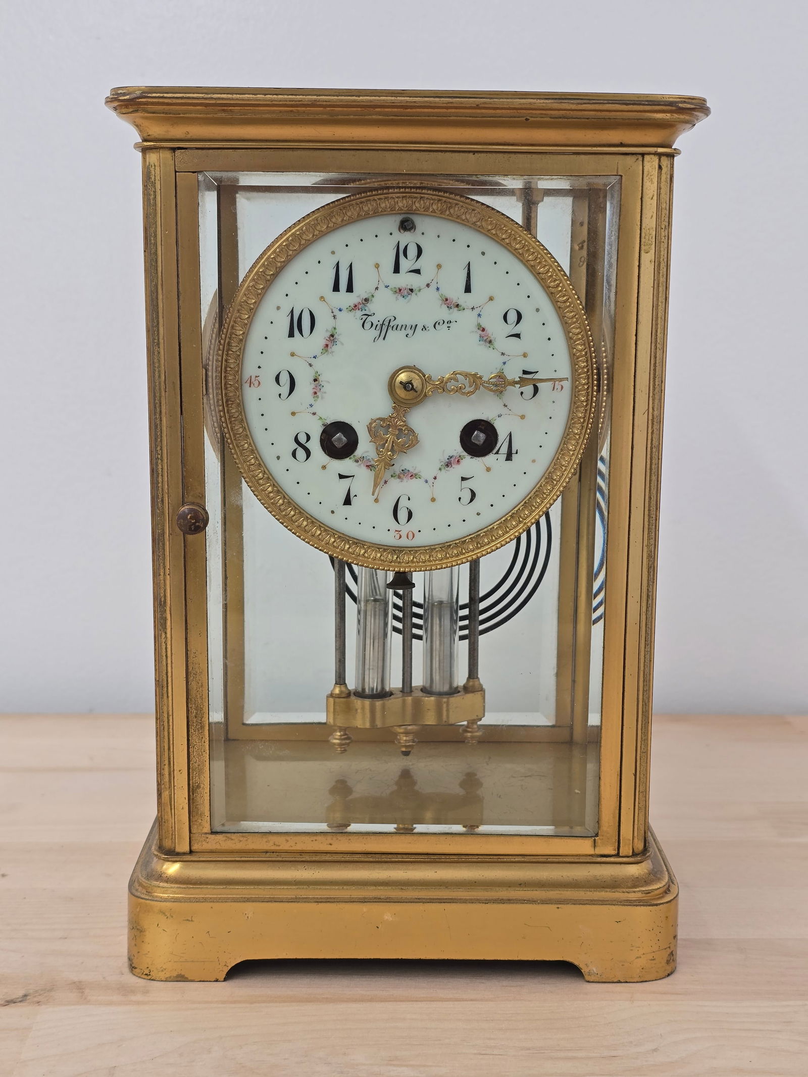 Antique "Tiffany & Co" French Crystal Regulator Shelf Clock (1 of 17)