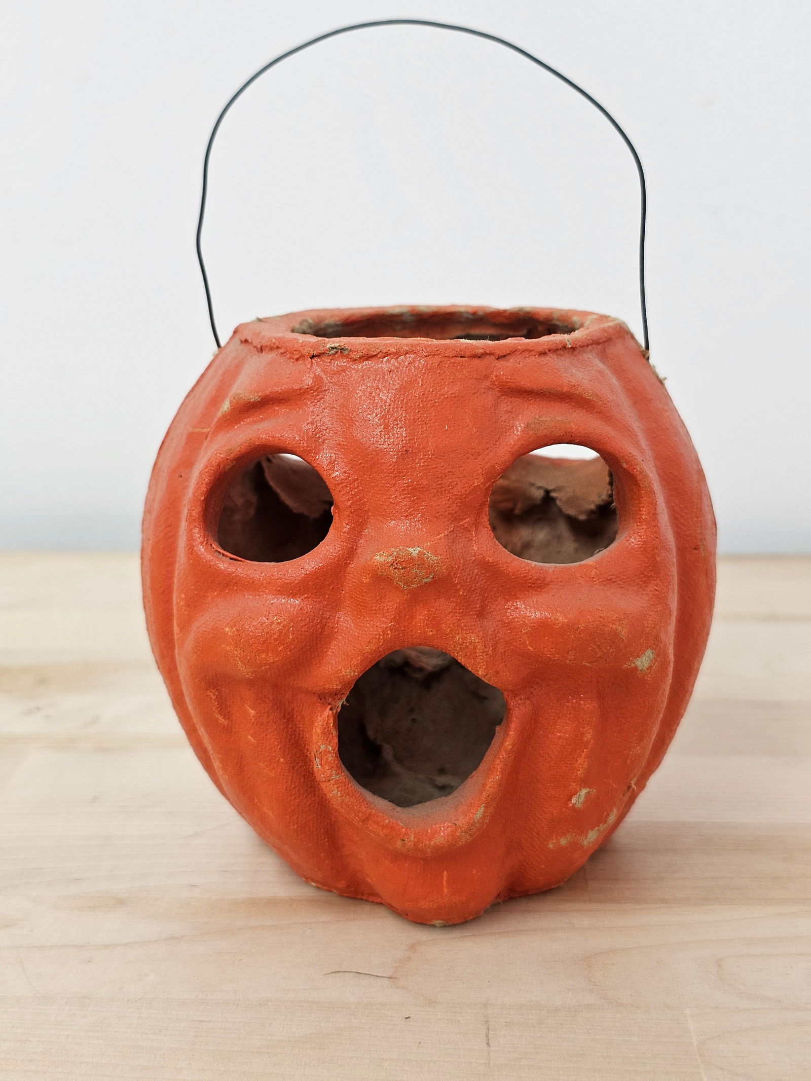 Double Sided Vintage Pulp Paper Mache Halloween Pumpkin Jack O Lantern (1 of 14)