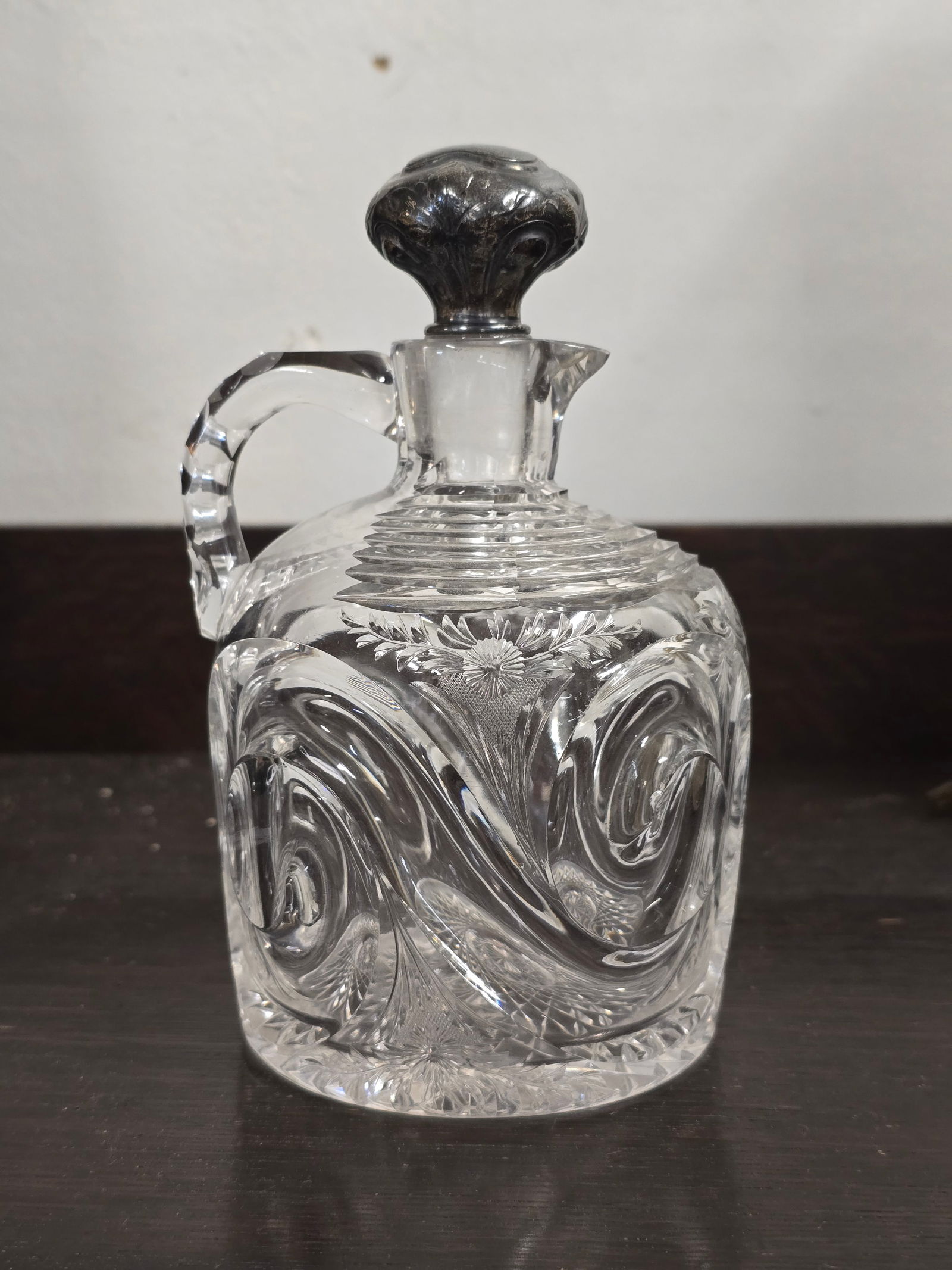 ABCG Cordial Decanter "Snail" Pattern by J. Hoare with Sterling Gorham Stopper (1 of 17)