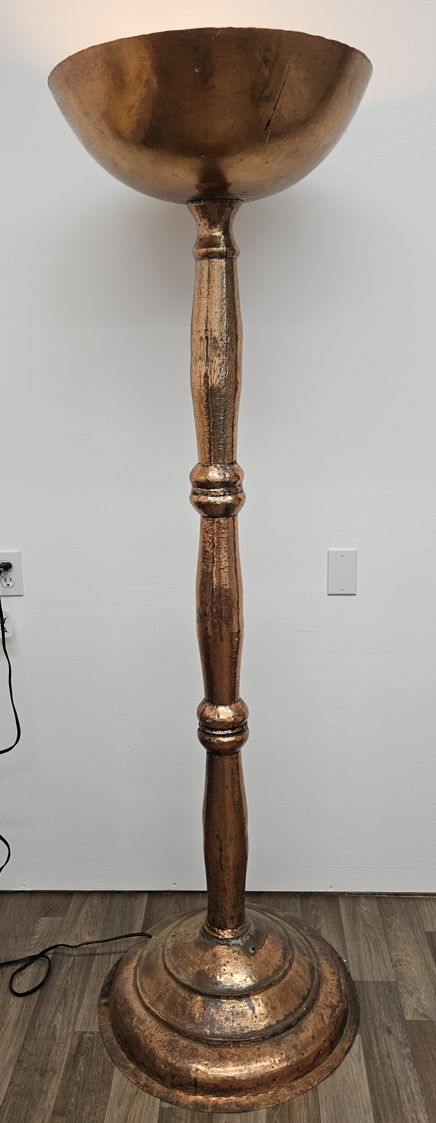 Mid-Century Machine Age Copper Torchiere Floor Lamp (1 of 13)