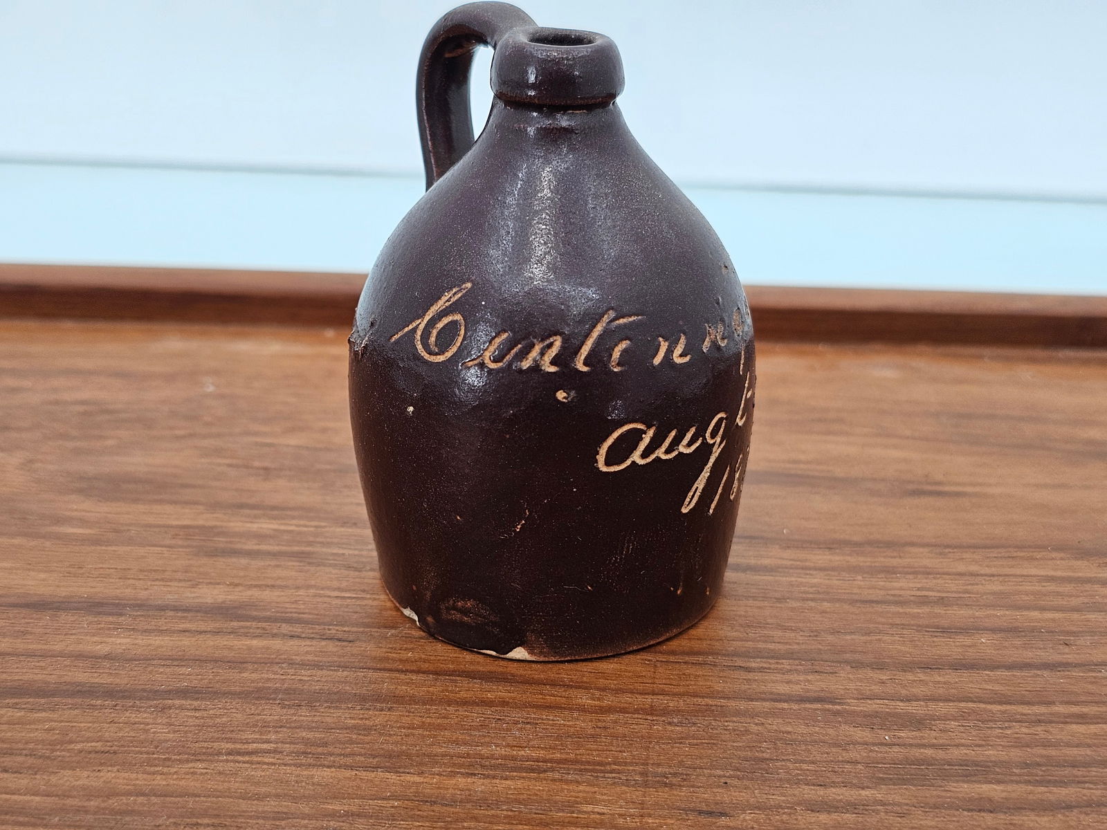 Antique Folk Art Stoneware Miniature Little Brown Jug - 1877 Centennial (1 of 12)