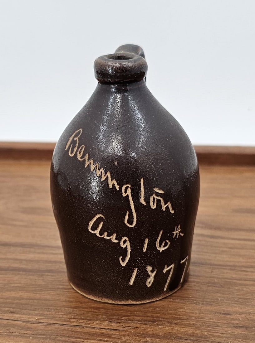 Antique Stoneware "Little Brown Jug" - Bennington Centennial 1877 (1 of 9)