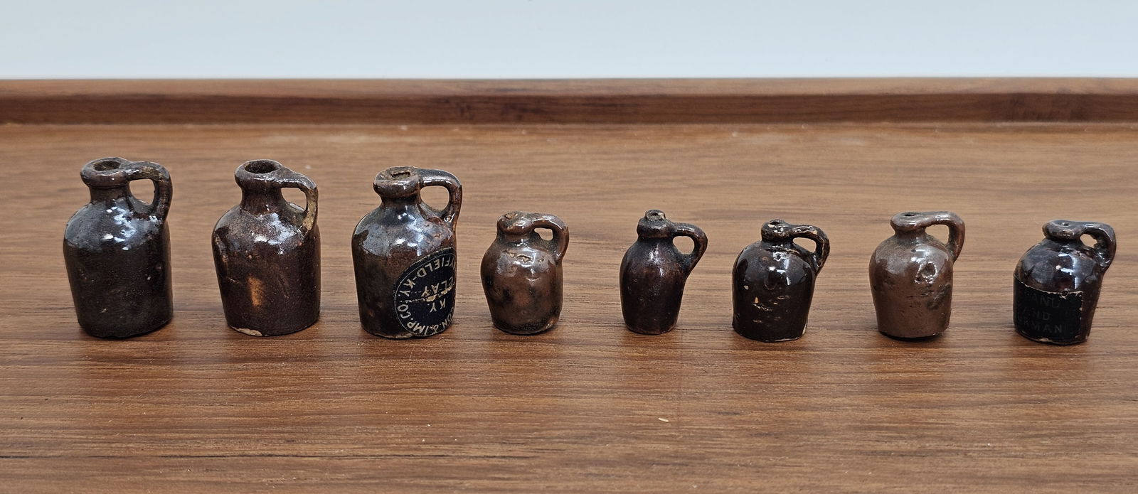 Lot of 19th C. American Clay Terracotta Tiny Miniature Jugs - 3/4"T (1 of 17)