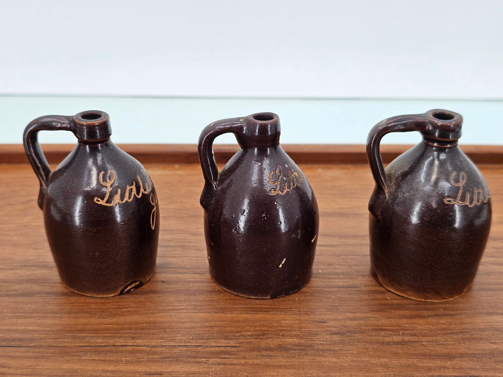 Lot of Antique 19th C. Folk Art Miniature "Little Brown Jugs" - 3"T (1 of 12)