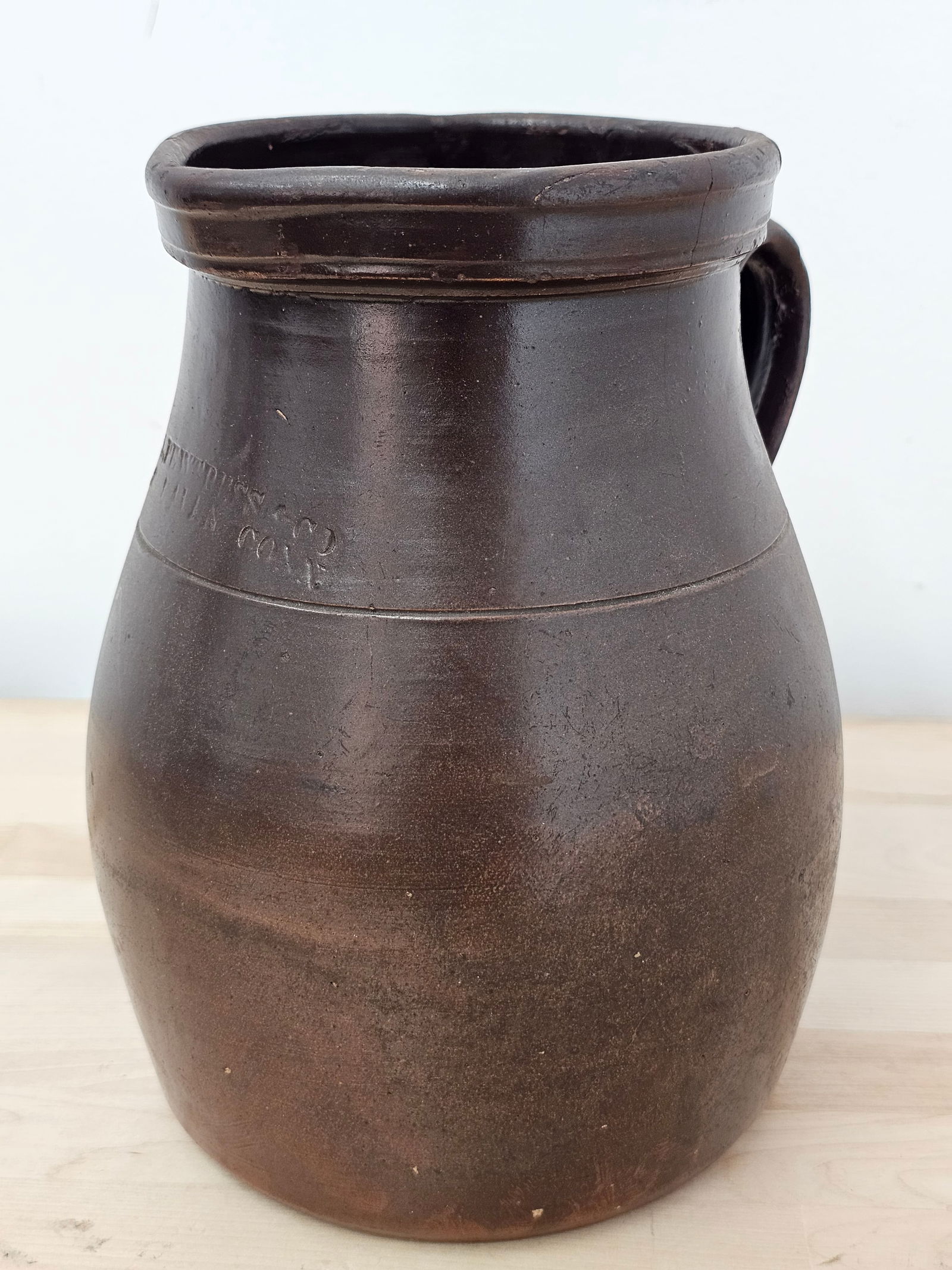 19th C. Brown Salt Glazed Stoneware Pitcher - S. L. Pewtress & Co (1 of 10)