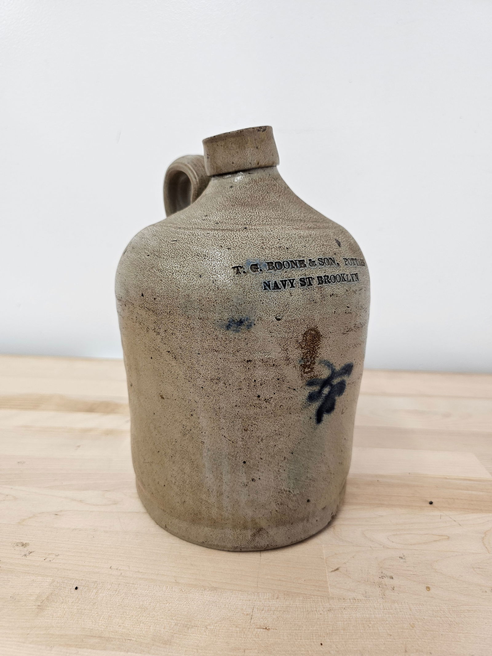 T.G. Boone & Son Potters Navy St, Brooklyn Cobalt Decorated Crock - 9"T (1 of 14)