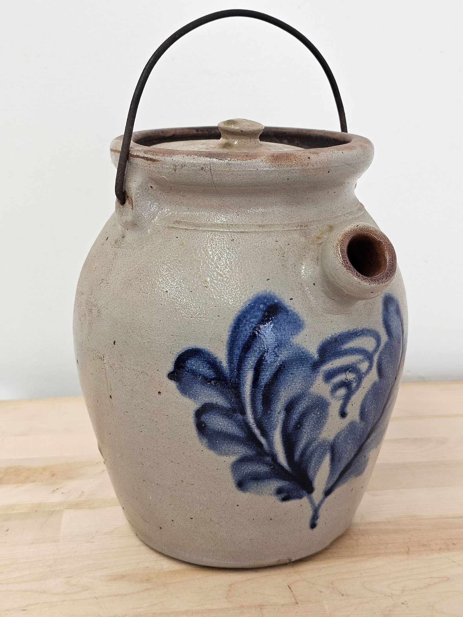 Antique 19th Century Cobalt Decorated Stoneware Batter Jug  / Pail (1 of 17)