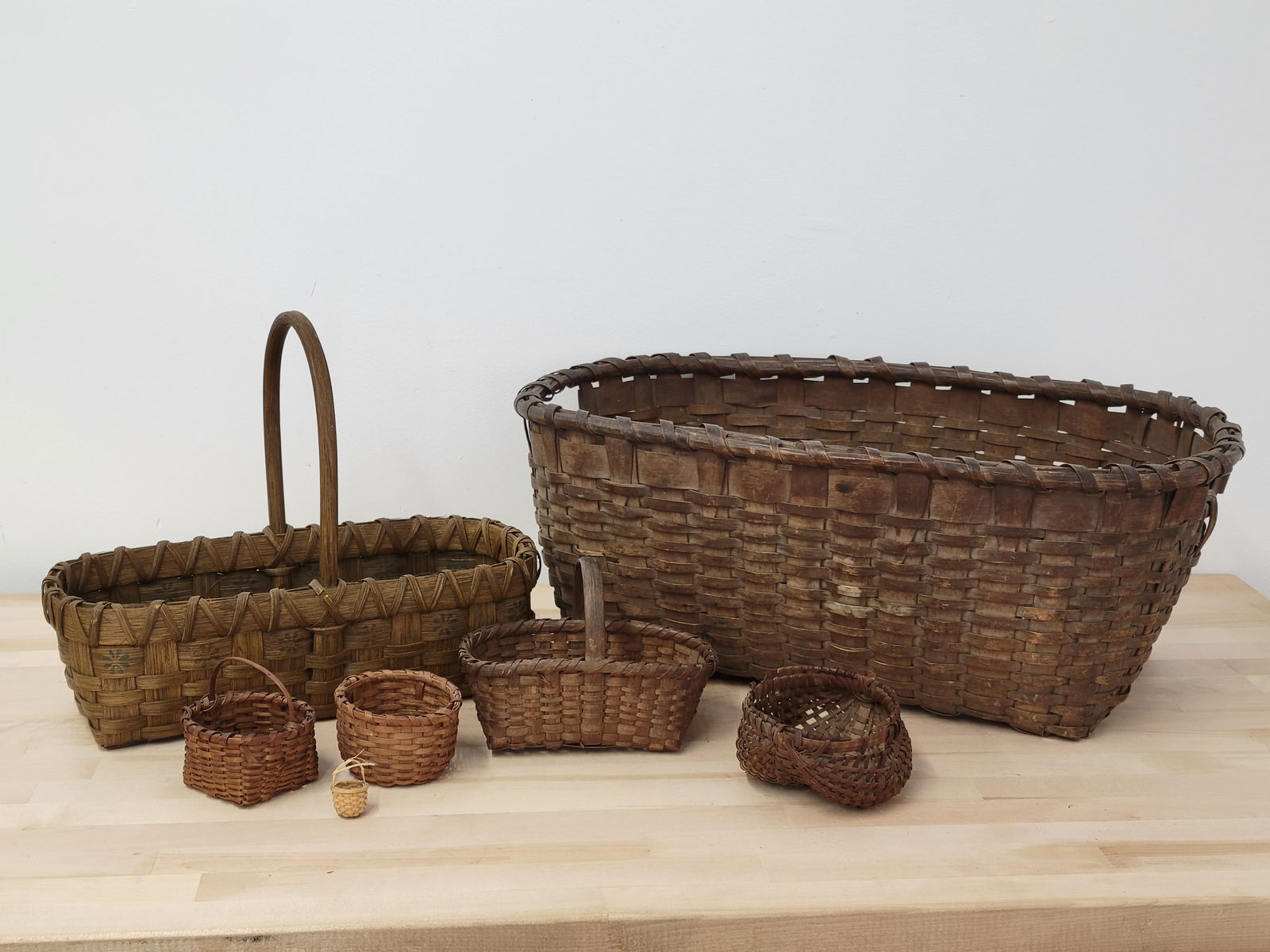 Lot of Early Antique Woven Baskets - Very Fine Quality (1 of 20)