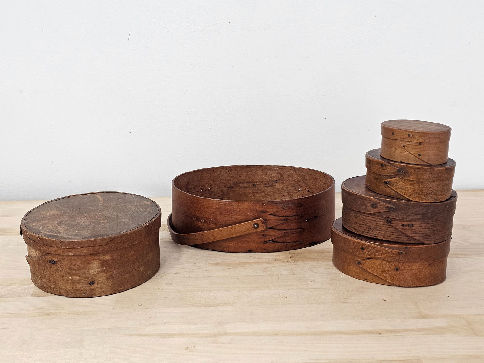 Small Collection of Early New England Bentwood Shaker Pantry Boxes (1 of 17)