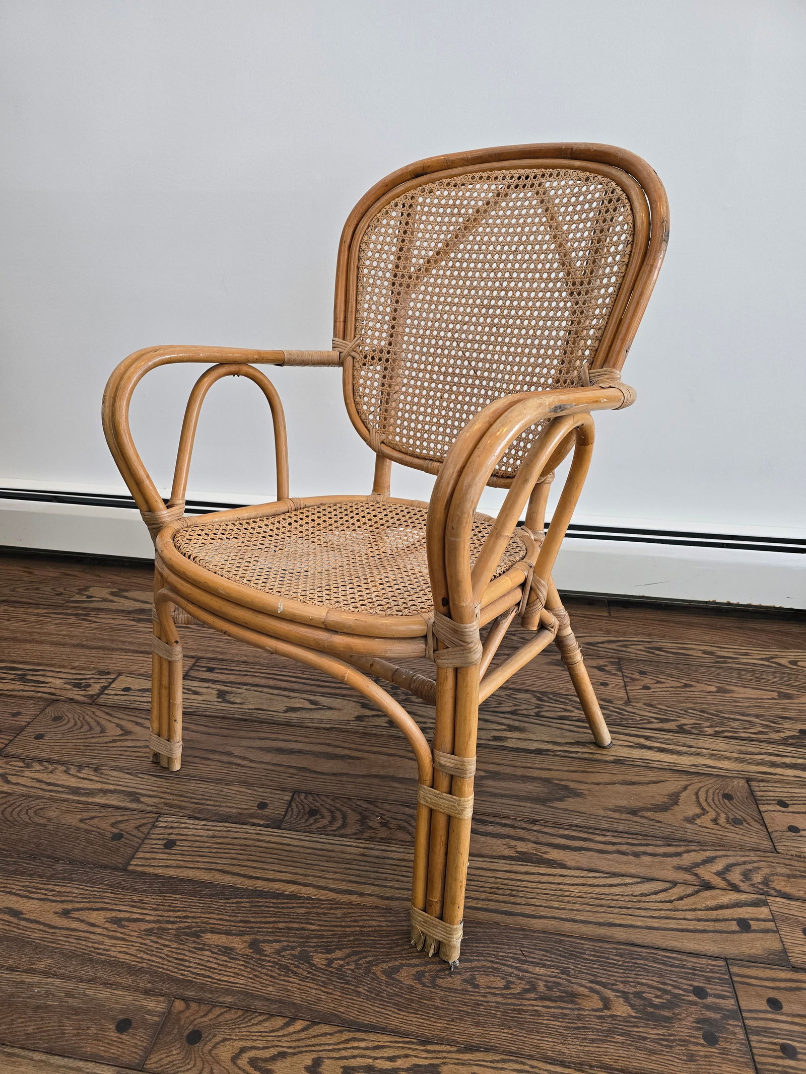 Vintage Bent Bamboo Cane Backed Arm Chair (1 of 8)