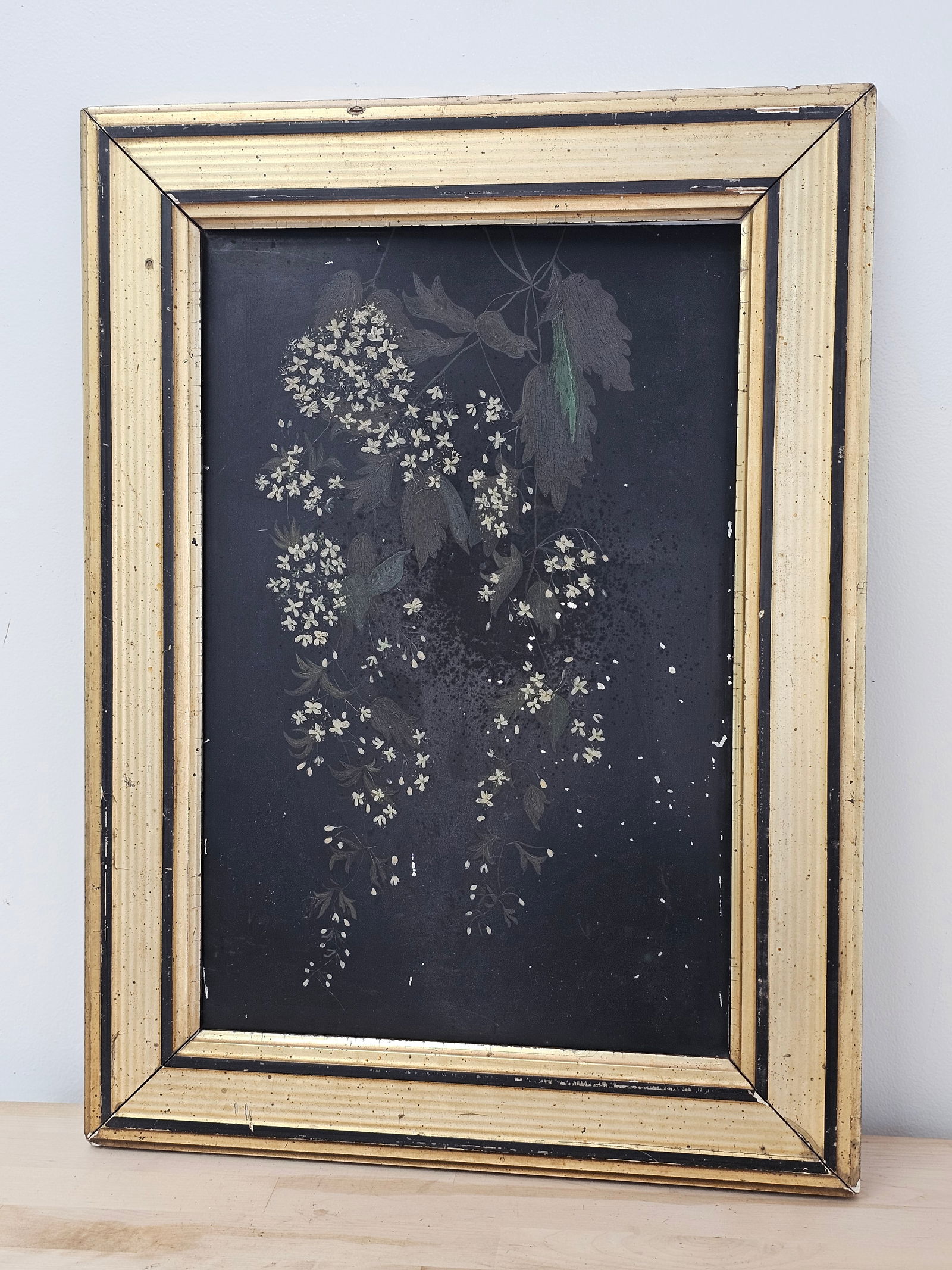 Antique Toleware Style Painted Tin Wall Art in Frame (1 of 5)